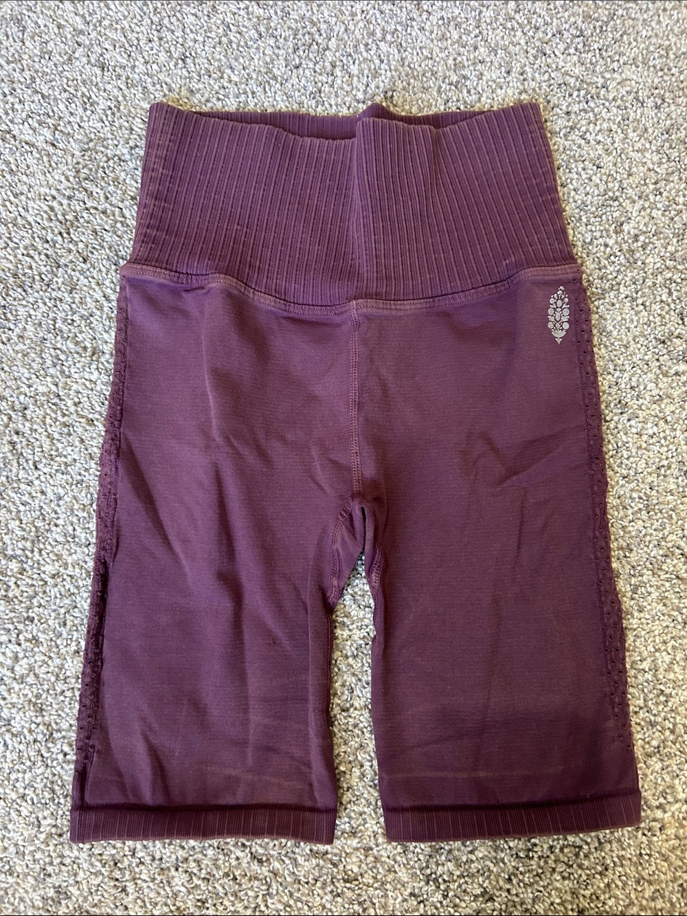FP Movement by Free People Burgundy High-Waist Seam-Trim Bike Shorts